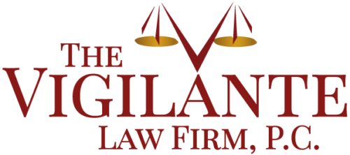Logo for The Vigilante Law Firm, P.C. in red text, with the letter 