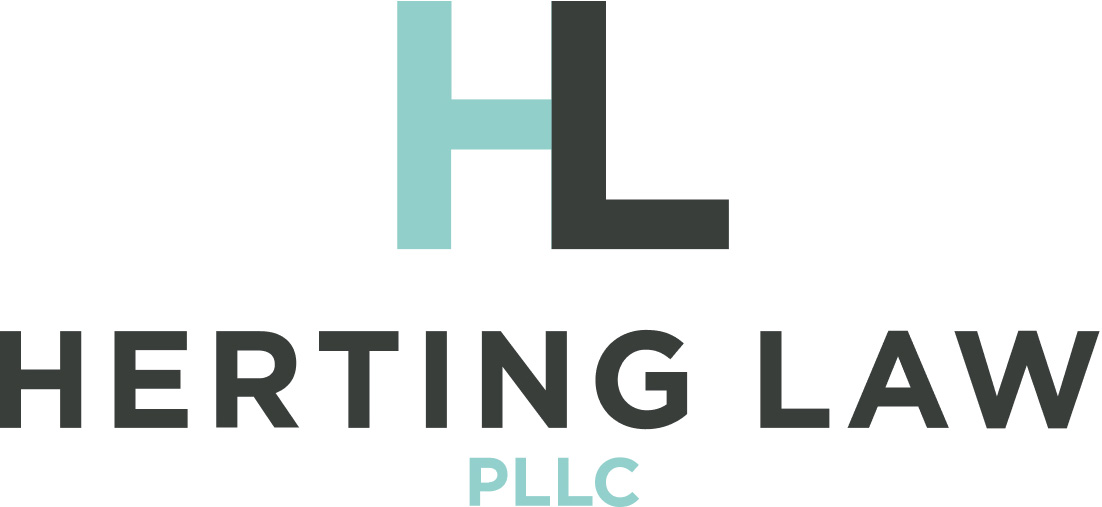 Logo for Herting Law PLLC with large stylized 