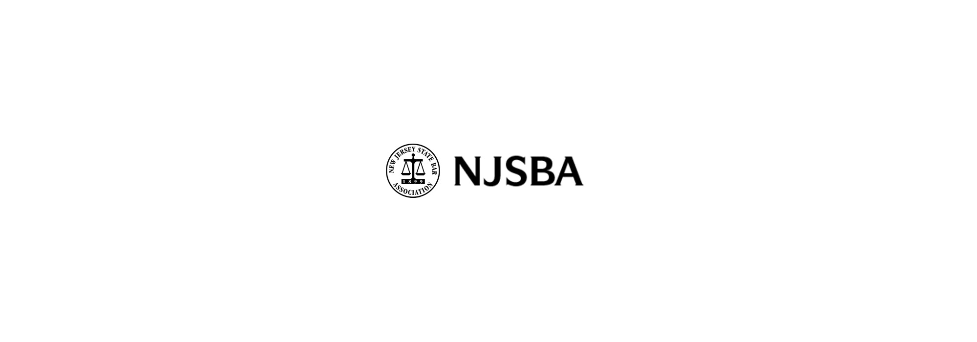 Logo of the New Jersey Bar Association (NJSBA) featuring an emblem with scales of justice and the abbreviation 