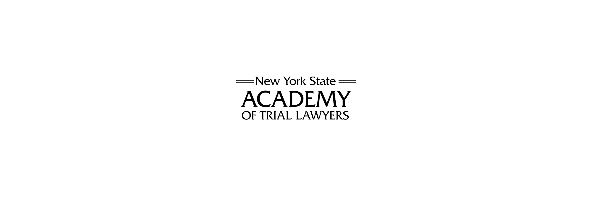 Logo for the New York State Academy of Trial Lawyers. It features the organization's name in a classic serif font, with horizontal lines above and below 