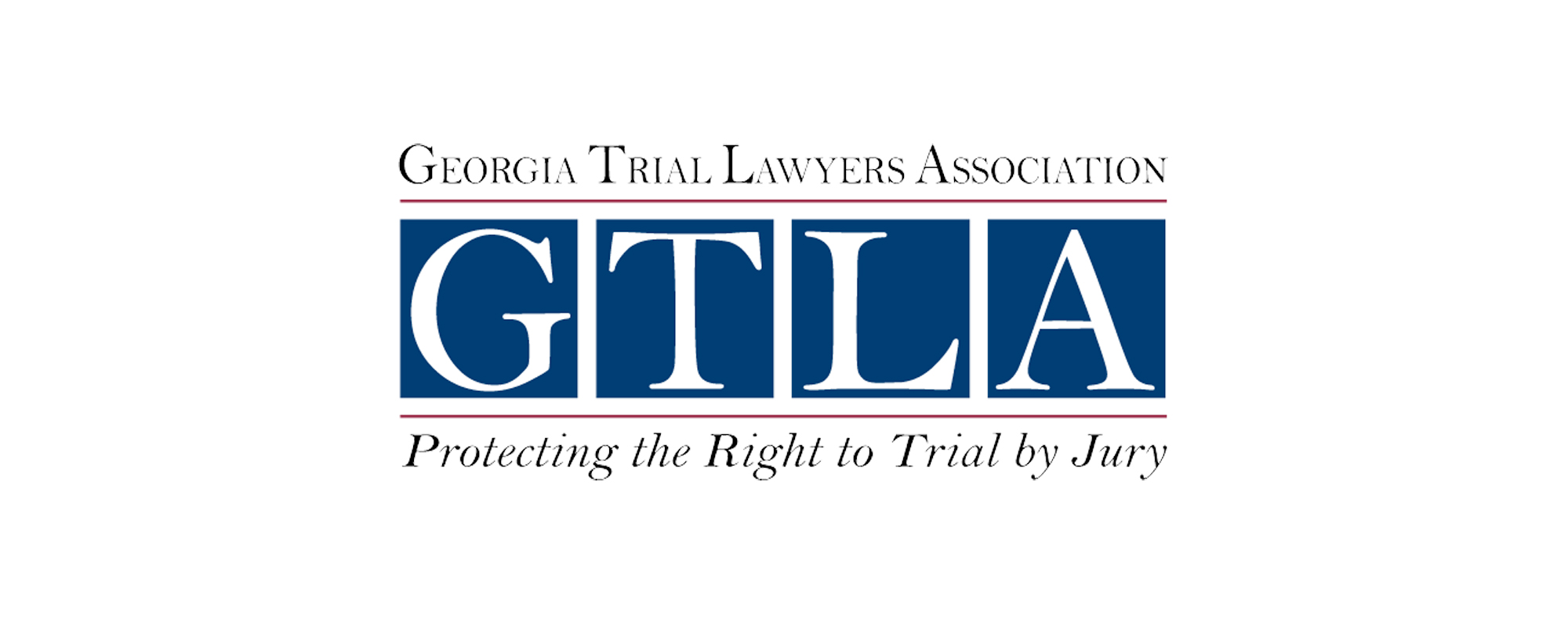Logo of the Georgia Trial Lawyers Association (GTLA) with large blue and white letters 