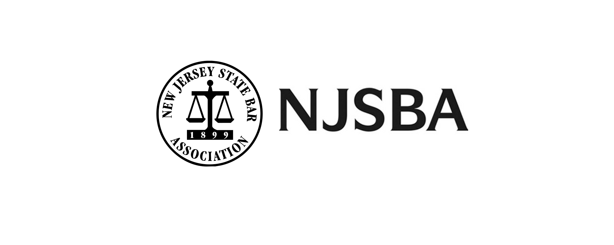 Logo of the New Jersey Bar Association, featuring balanced scales in a circle with the text 